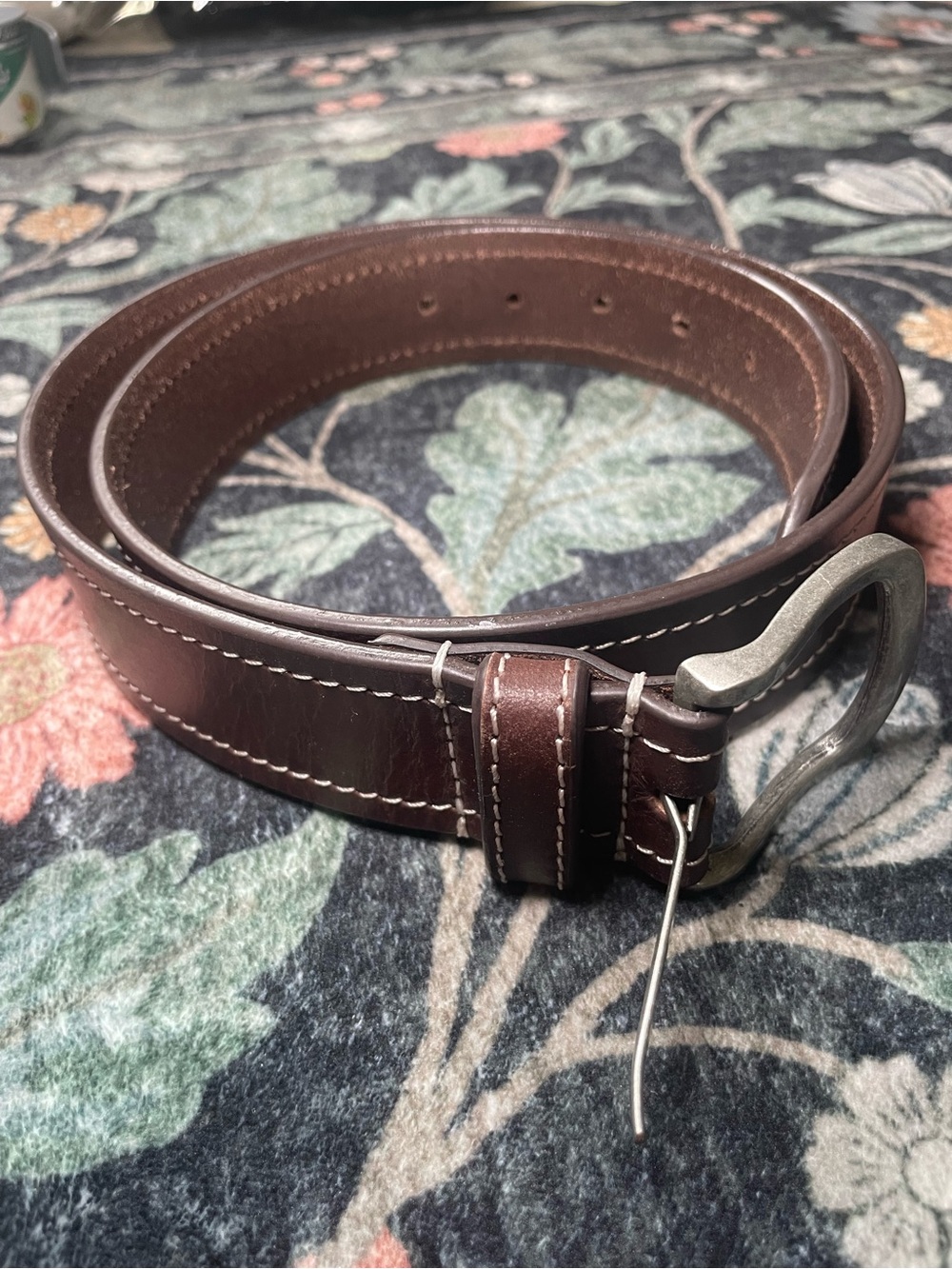 Men’s Genuine Leather Belt 34/85 Brown 1.5” Wide Contrast Stitch Made India
